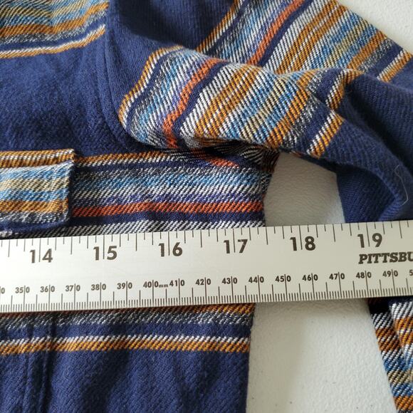 Patagonia Shirt Womens 0 Blue Striped Organic Cotton Button Up Flannel Western - Picture 5 of 10